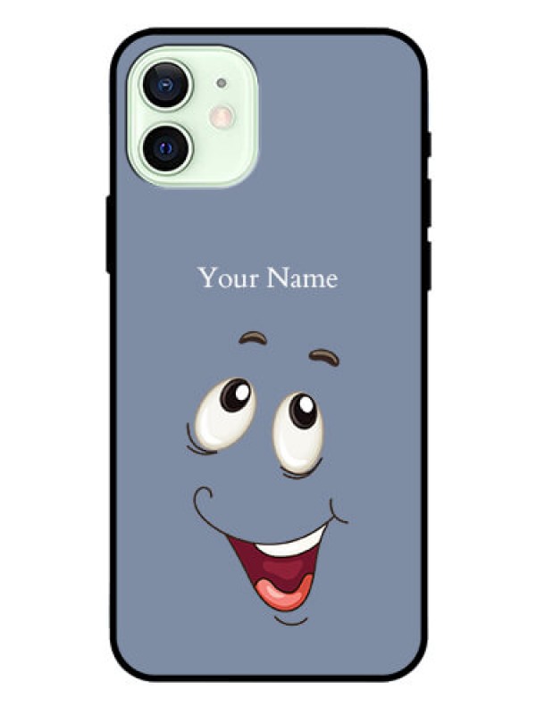 Custom iPhone 12 Photo Printing on Glass Case - Laughing Cartoon Face Design