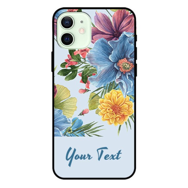 iPhone 12 Custom Glass Mobile Case - Stunning Watercolored Flowers Painting Design iPhone 12 Custom Glass Mobile Case - Stunning Watercolored Flowers Painting Design