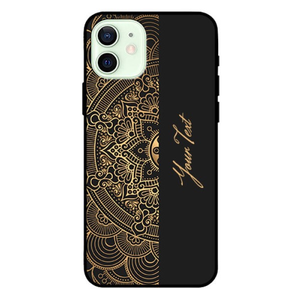 iPhone 12 Photo Printing on Glass Case - Mandala art with custom text Design iPhone 12 Photo Printing on Glass Case - Mandala art with custom text Design
