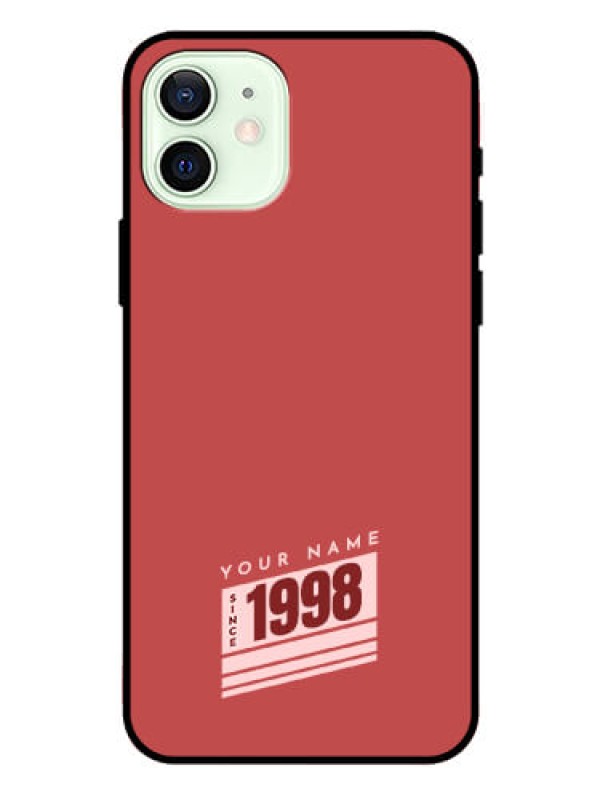 Custom iPhone 12 Custom Glass Phone Case - Red custom year of birth Design