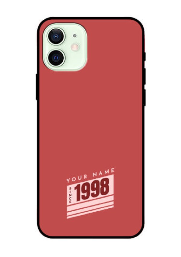 iPhone 12 Custom Glass Phone Case - Red custom year of birth Design
