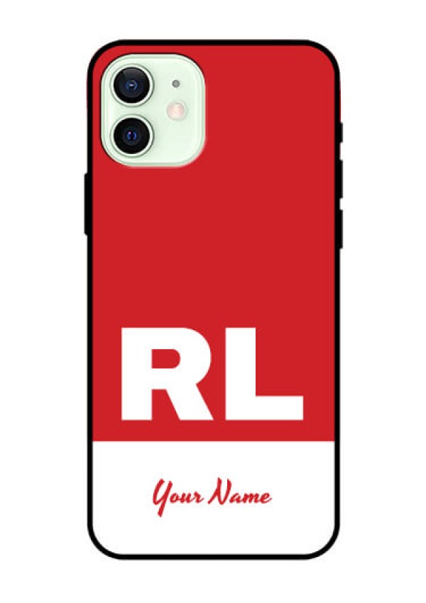 iPhone 12 Personalized Glass Phone Case - dual tone custom text Design