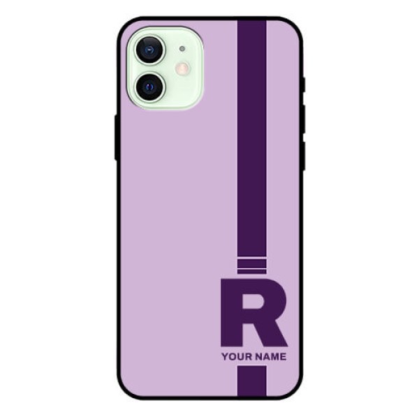 iPhone 12 Photo Printing on Glass Case - Simple dual tone stripe with name Design iPhone 12 Photo Printing on Glass Case - Simple dual tone stripe with name Design