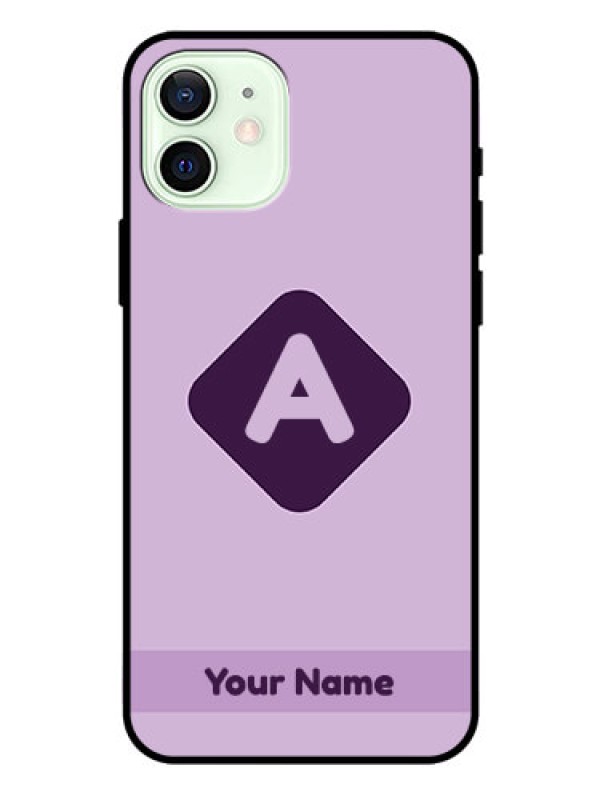 Custom iPhone 12 Custom Glass Mobile Case - Custom Letter in curved badge Design