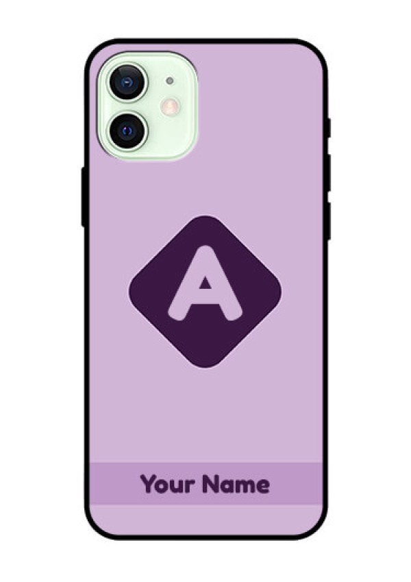 iPhone 12 Custom Glass Mobile Case - Custom Letter in curved badge Design