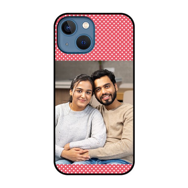 iPhone 13 Mini Custom Glass Phone Case - White Dotted Design
