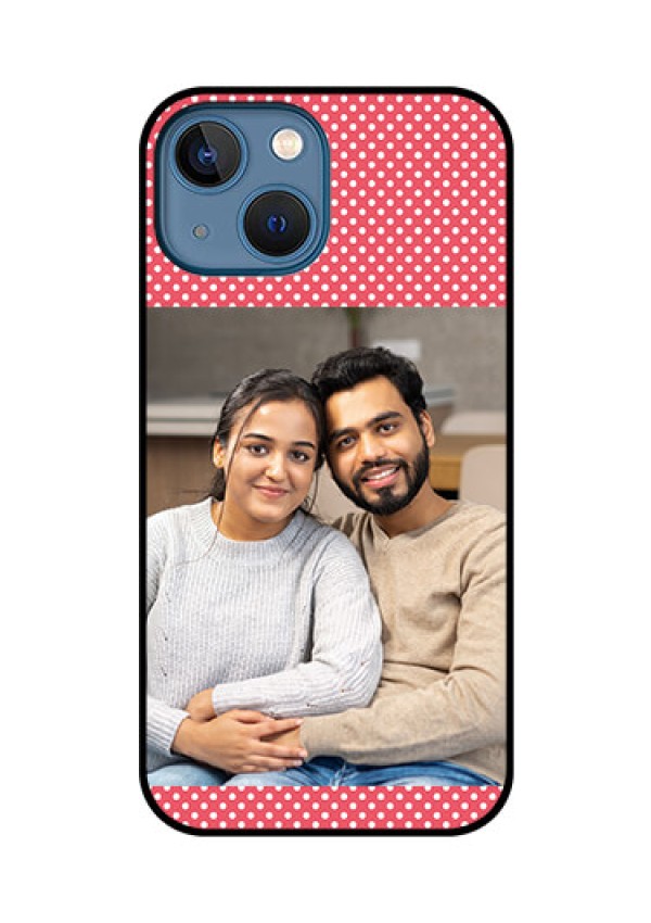 iPhone 13 Mini Custom Glass Phone Case - White Dotted Design