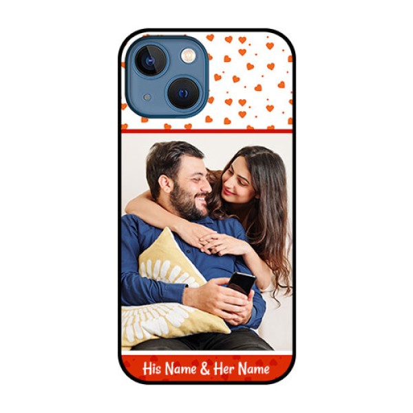 iPhone 13 Mini Custom Glass Phone Case - Orange Love Symbol Design iPhone 13 Mini Custom Glass Phone Case - Orange Love Symbol Design