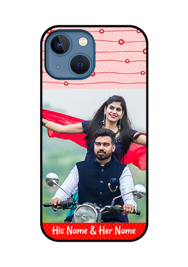 iPhone 13 Mini Personalized Glass Phone Case - Red Pattern Case Design