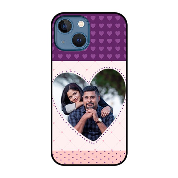 iPhone 13 Mini Custom Glass Phone Case - Violet Love Dots Design