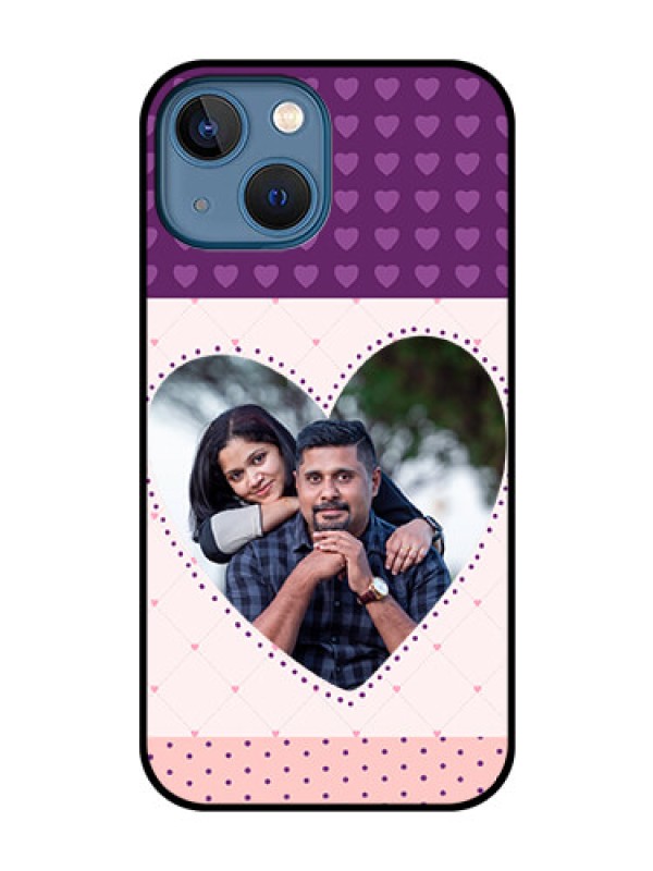 Custom iPhone 13 Mini Custom Glass Phone Case - Violet Love Dots Design