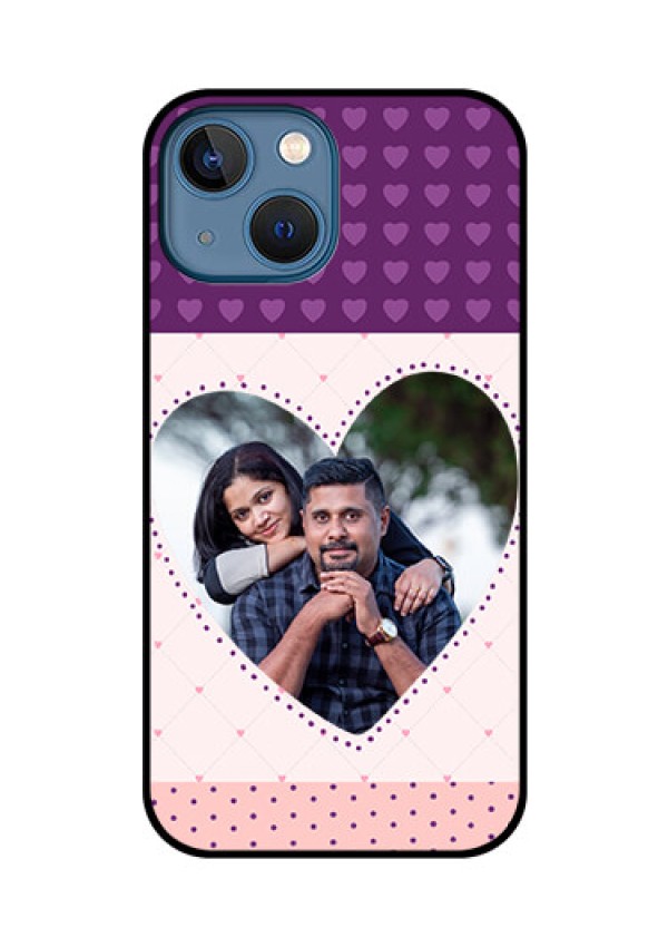 iPhone 13 Mini Custom Glass Phone Case - Violet Love Dots Design