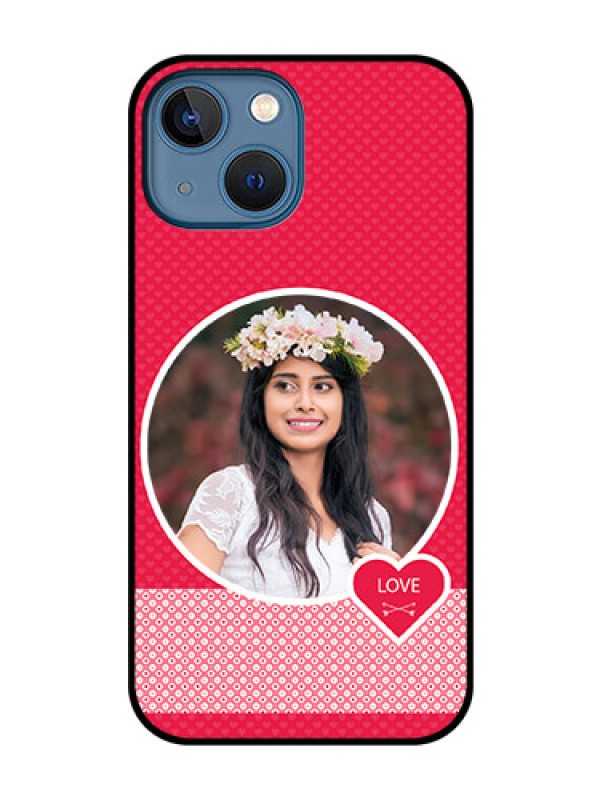 Custom iPhone 13 Mini Personalised Glass Phone Case - Pink Pattern Design