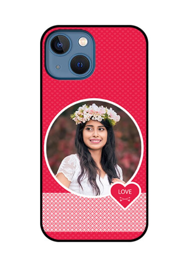iPhone 13 Mini Personalised Glass Phone Case - Pink Pattern Design