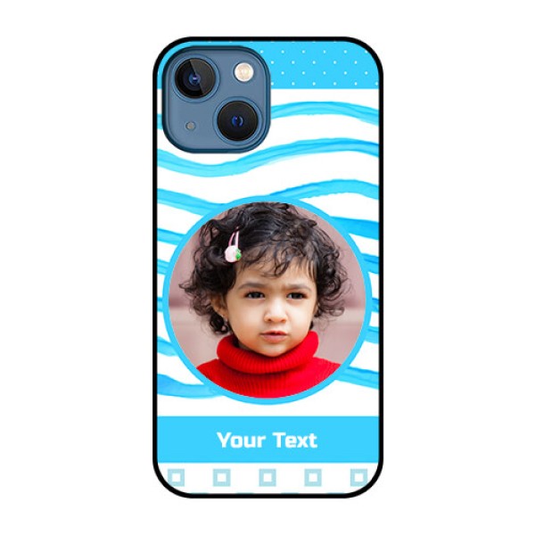 iPhone 13 Mini Custom Glass Phone Case - Simple Blue Case Design iPhone 13 Mini Custom Glass Phone Case - Simple Blue Case Design