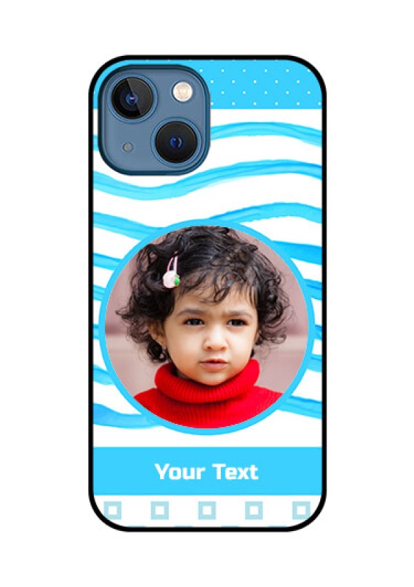 iPhone 13 Mini Custom Glass Phone Case - Simple Blue Case Design