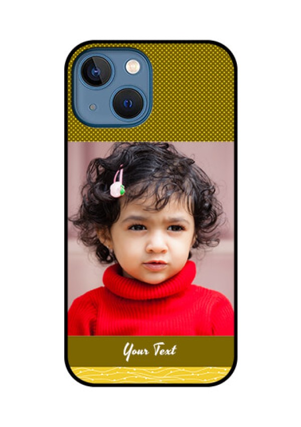 iPhone 13 Mini Custom Glass Phone Case - Simple Green Color Design