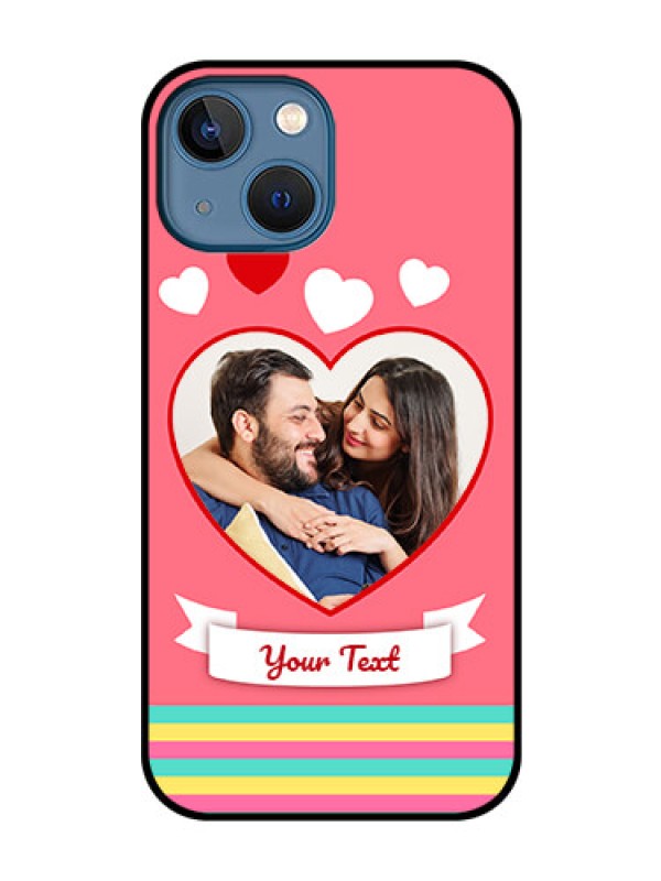 Custom iPhone 13 Mini Photo Printing on Glass Case - Love Doodle Design