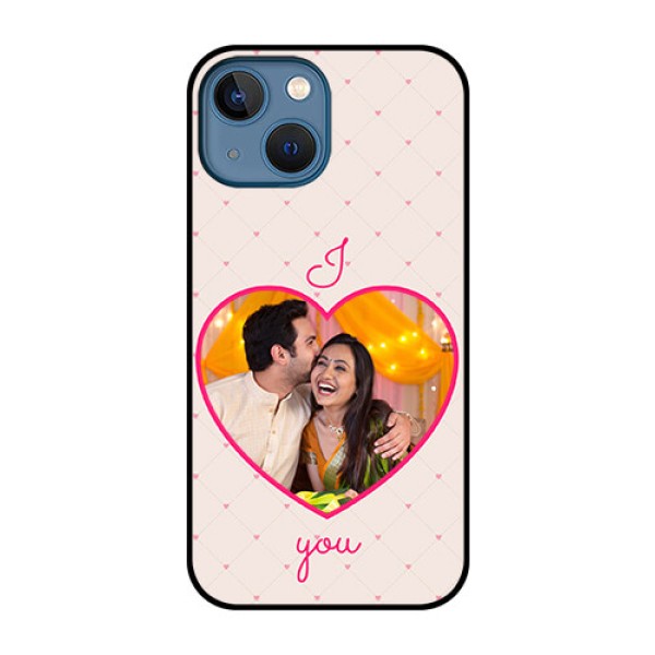 iPhone 13 Mini Custom Glass Mobile Case - Heart Shape Design