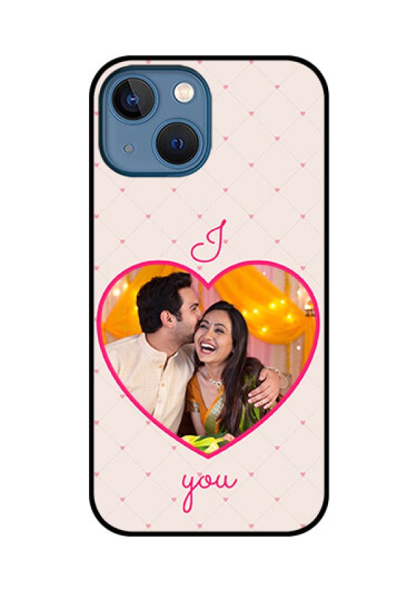 iPhone 13 Mini Custom Glass Mobile Case - Heart Shape Design