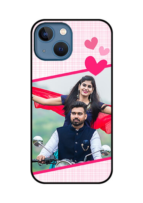 iPhone 13 Mini Custom Glass Phone Case - Love Shape Heart Design