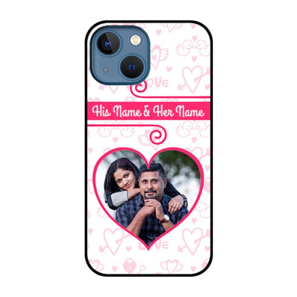iPhone 13 Mini Personalized Glass Phone Case - Heart Shape Love Design iPhone 13 Mini Personalized Glass Phone Case - Heart Shape Love Design