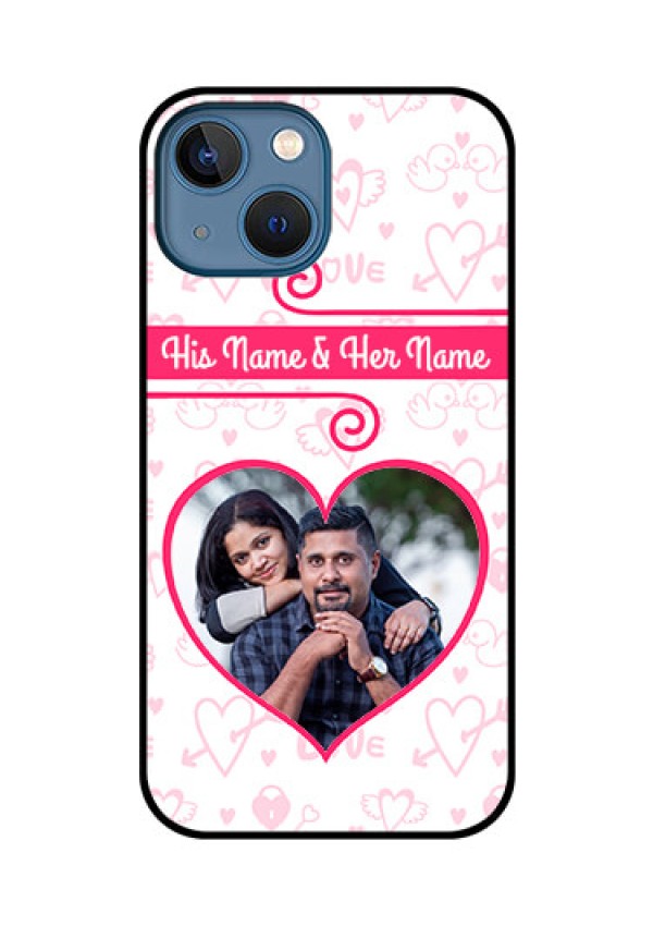 iPhone 13 Mini Personalized Glass Phone Case - Heart Shape Love Design