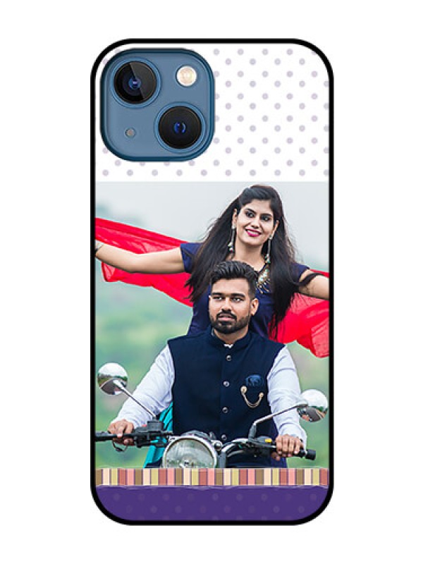 Custom iPhone 13 Mini Photo Printing on Glass Case - Cute Family Design