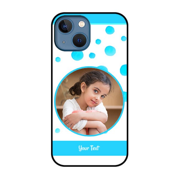 iPhone 13 Mini Photo Printing on Glass Case - Blue Bubbles Pattern Design iPhone 13 Mini Photo Printing on Glass Case - Blue Bubbles Pattern Design