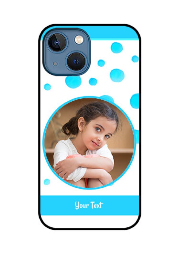 iPhone 13 Mini Photo Printing on Glass Case - Blue Bubbles Pattern Design