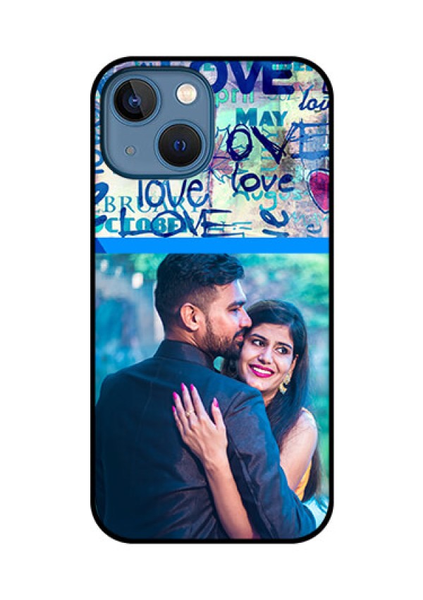 iPhone 13 Mini Custom Glass Mobile Case - Colorful Love Design
