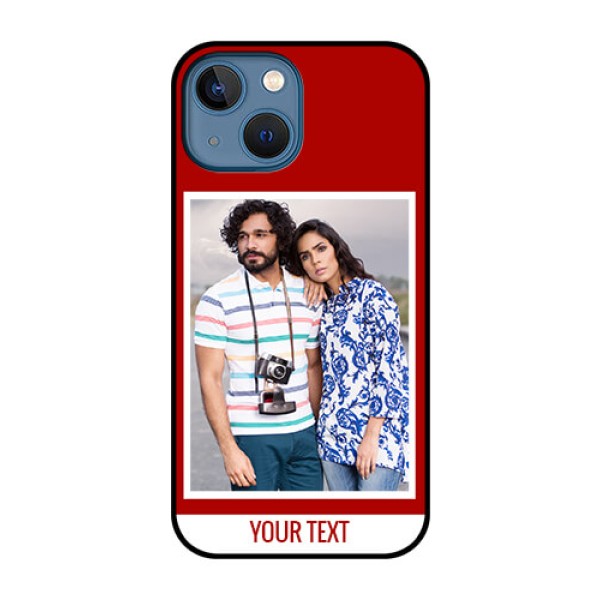 iPhone 13 Mini Personalized Glass Phone Case - Simple Red Color Design