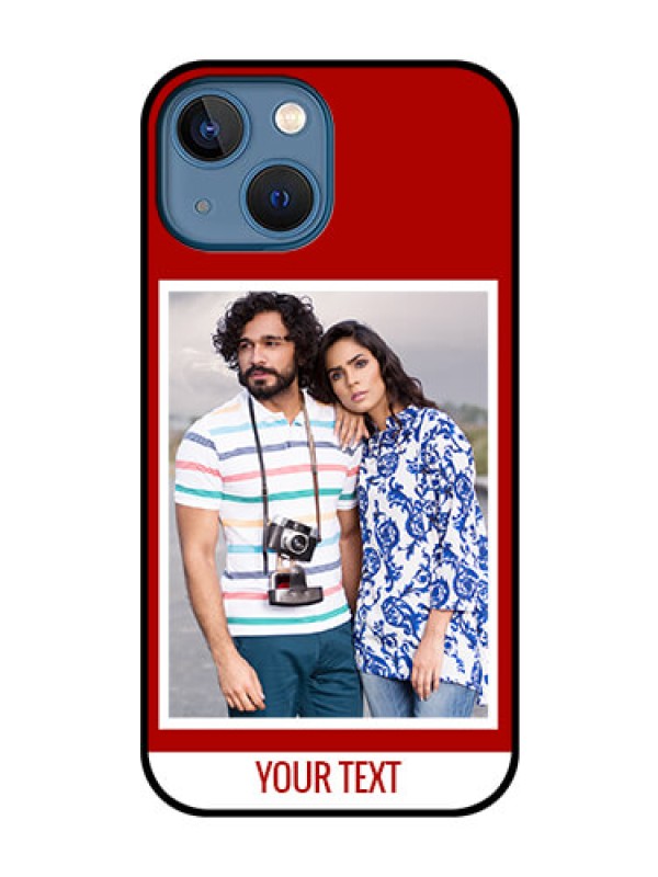 Custom iPhone 13 Mini Personalized Glass Phone Case - Simple Red Color Design