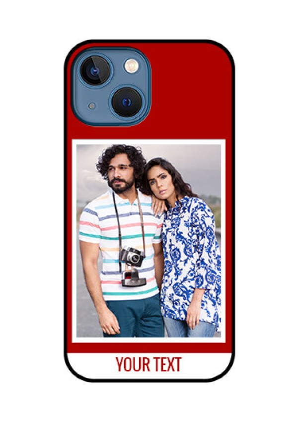 iPhone 13 Mini Personalized Glass Phone Case - Simple Red Color Design