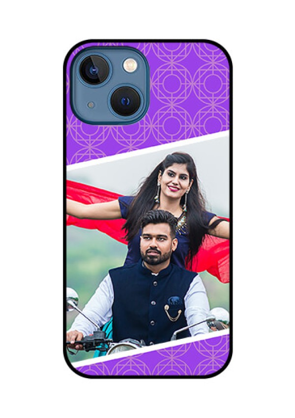 iPhone 13 Mini Custom Glass Phone Case - Violet Pattern Design