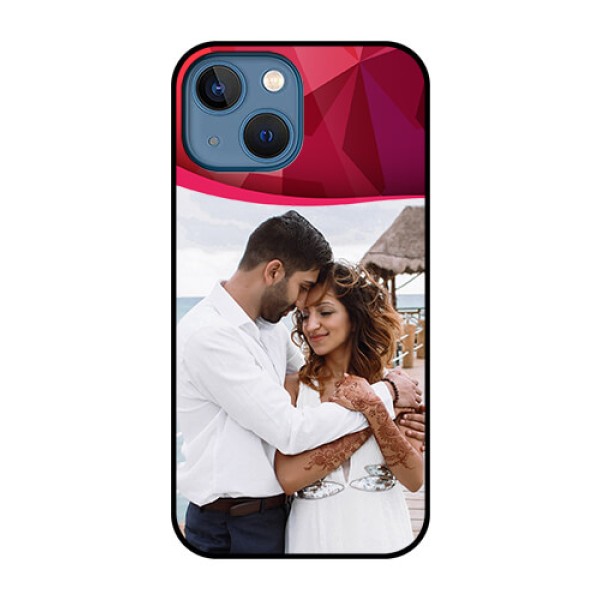 iPhone 13 Mini Custom Glass Mobile Case - Red Abstract Design