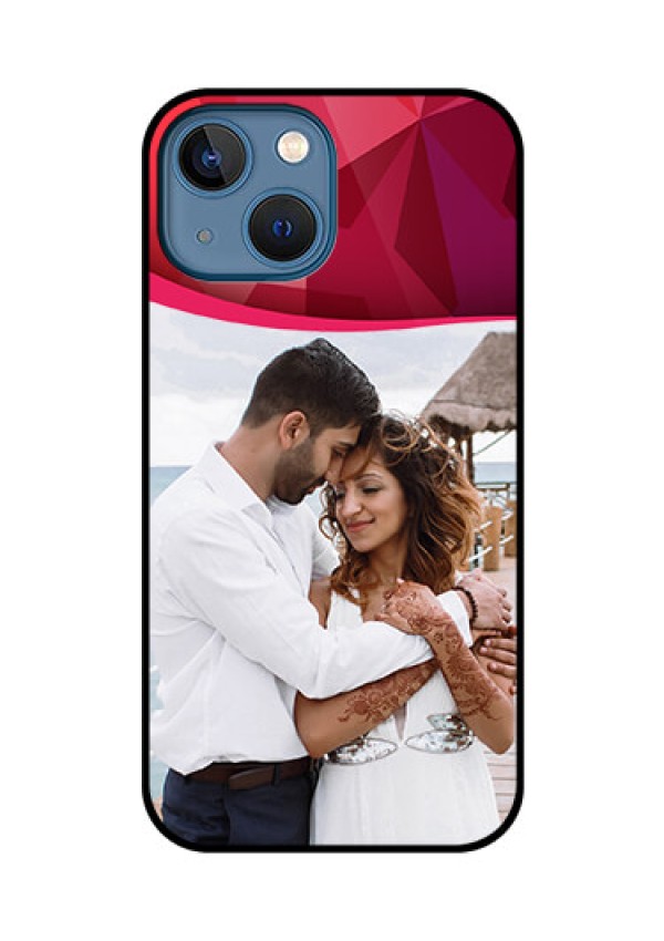 iPhone 13 Mini Custom Glass Mobile Case - Red Abstract Design