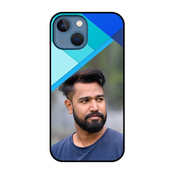 iPhone 13 Mini Custom Glass Phone Case - Blue Pattern Design