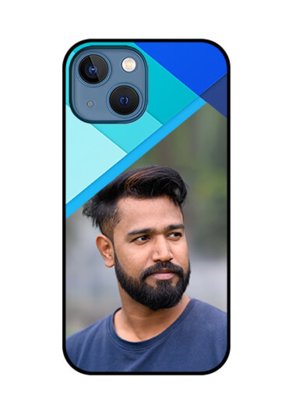 iPhone 13 Mini Custom Glass Phone Case - Blue Pattern Design