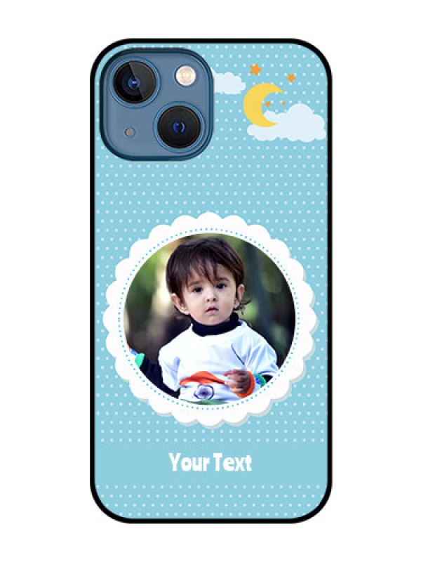 Custom iPhone 13 Mini Personalised Glass Phone Case - Violet Pattern Design