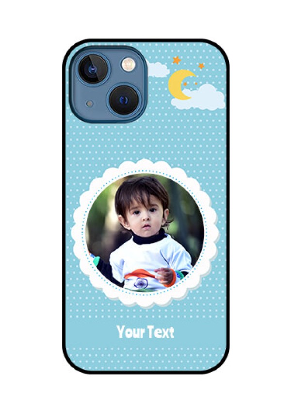 iPhone 13 Mini Personalised Glass Phone Case - Violet Pattern Design