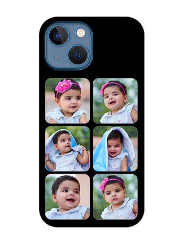 Custom iPhone 13 Mini Photo Printing on Glass Case - Multiple Pictures Design