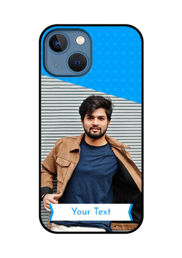 iPhone 13 Mini Photo Printing on Glass Case - Simple Blue Color Design