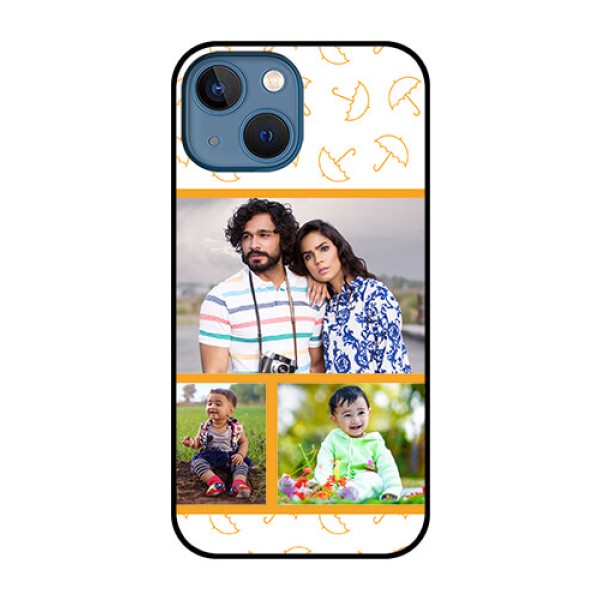 iPhone 13 Mini Custom Glass Mobile Case - Yellow Pattern Design