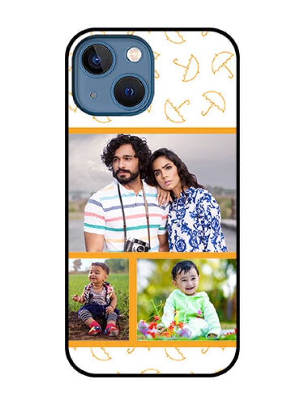 Custom iPhone 13 Mini Custom Glass Mobile Case - Yellow Pattern Design