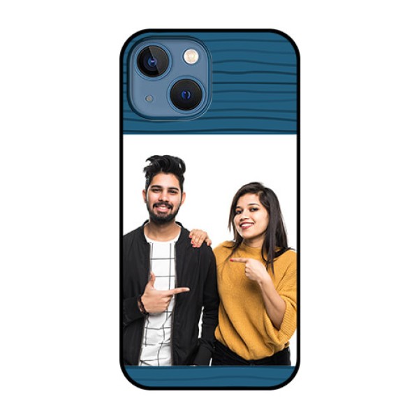 iPhone 13 Mini Custom Glass Phone Case - Blue Pattern Cover Design