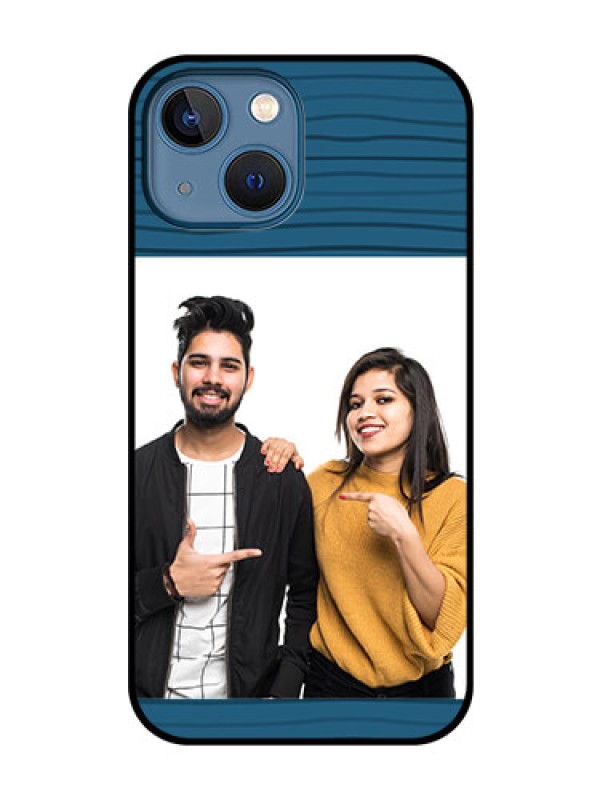 Custom iPhone 13 Mini Custom Glass Phone Case - Blue Pattern Cover Design