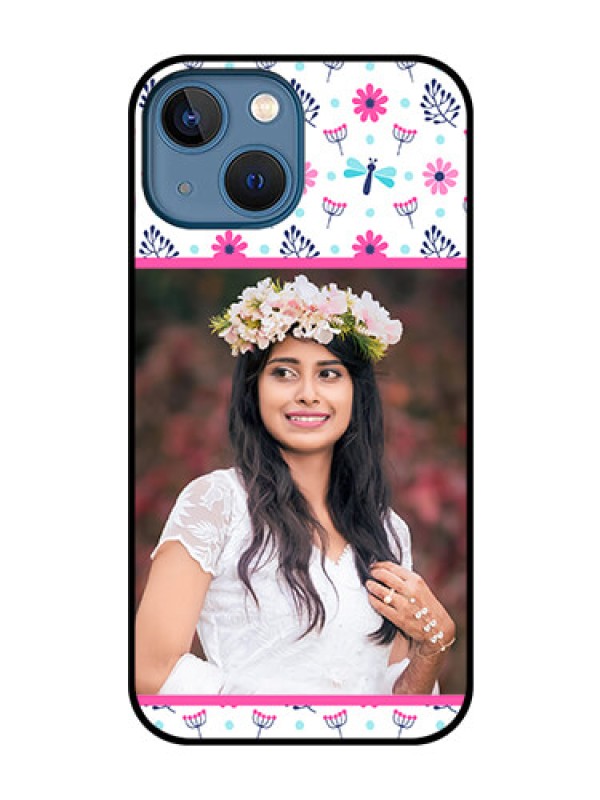 Custom iPhone 13 Mini Photo Printing on Glass Case - Colorful Flower Design