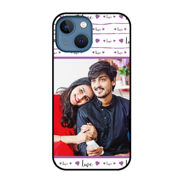 iPhone 13 Mini Custom Glass Mobile Case - Couples Heart Design
