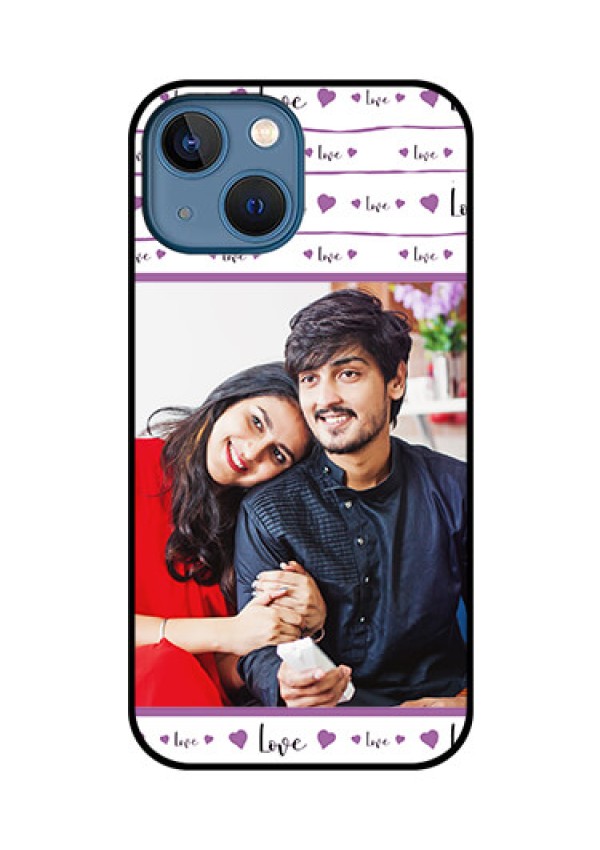 iPhone 13 Mini Custom Glass Mobile Case - Couples Heart Design